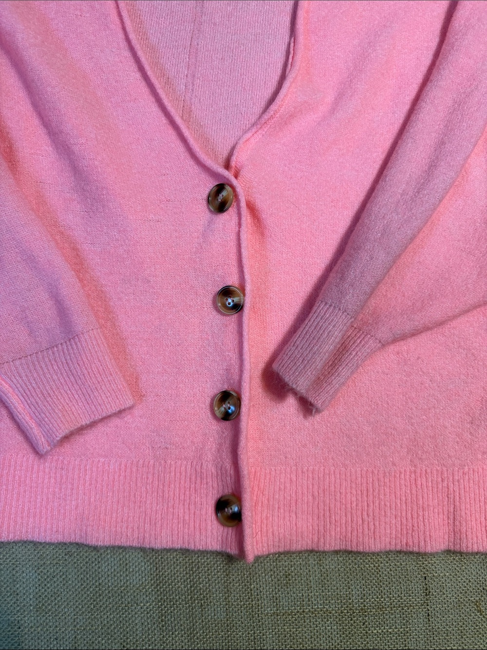Zenana bright Pink Button-Front V-Neck Cardigan - Picture 2 of 4